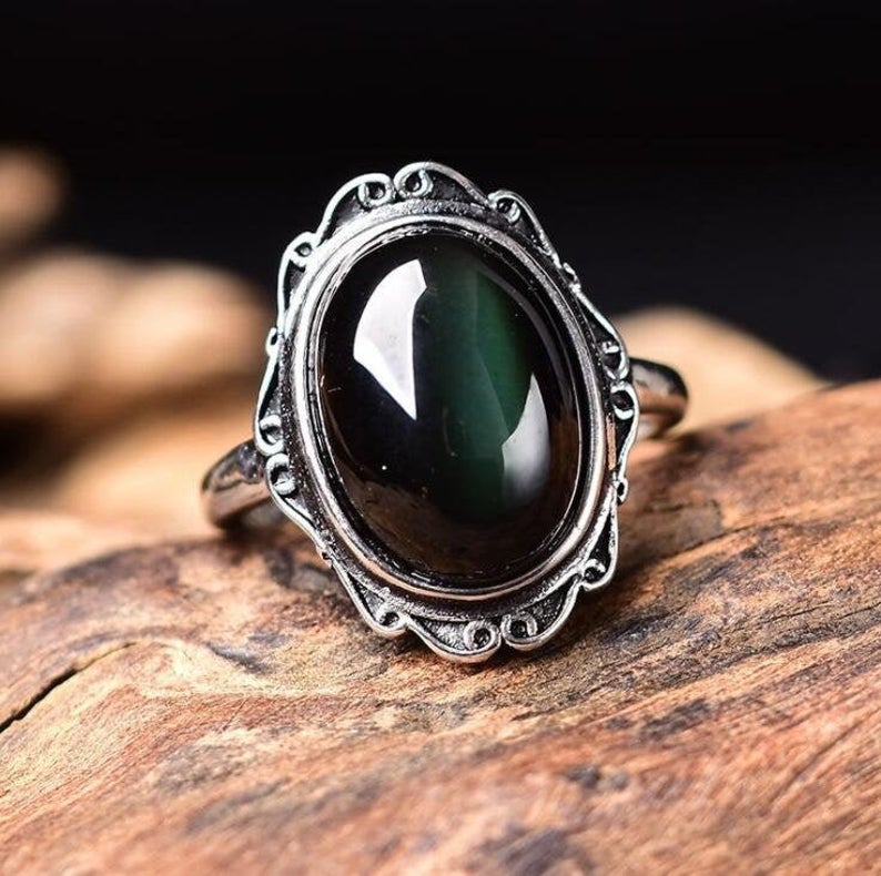 Obsidian on sale stone ring